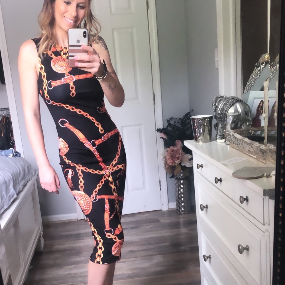 Chain Print Bodycon Dress NEW